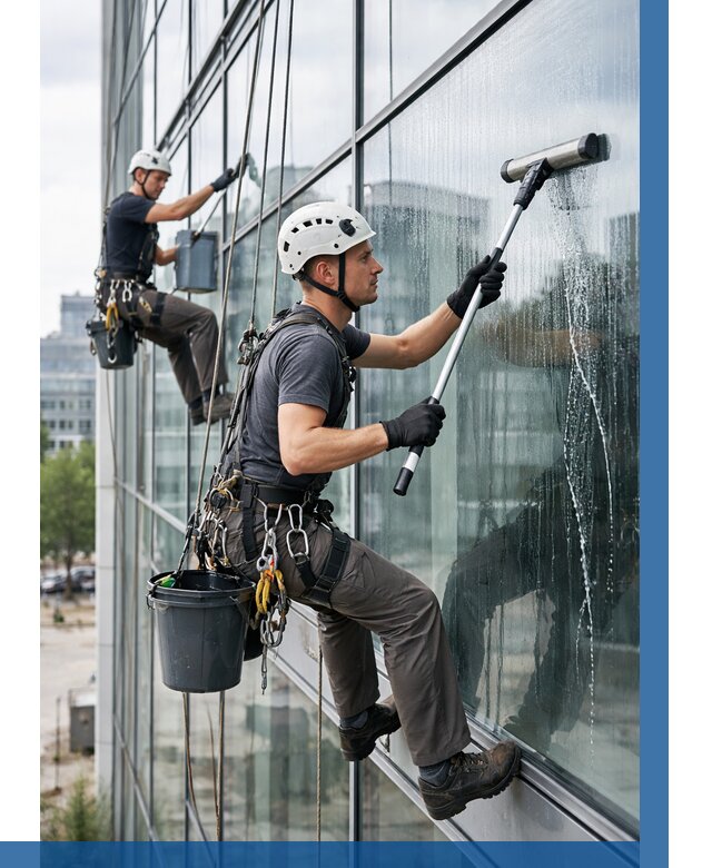 Мойка витражей альпинистами в Балакове от 712 р. под ключ|ВЫСОТНИК-Блк