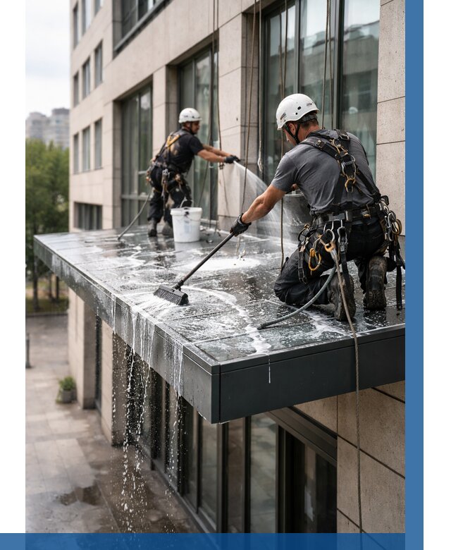 Мойка козырьков и навесов в Балакове от 3562 р. | ВЫСОТНИК-Блк