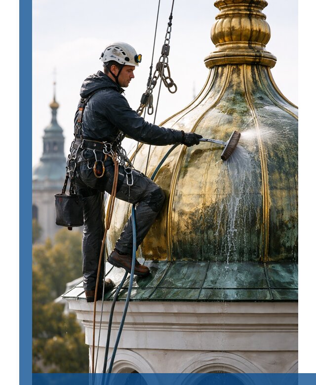 Профессиональная мойка куполов и шпилей высотными альпинистами в Балакове