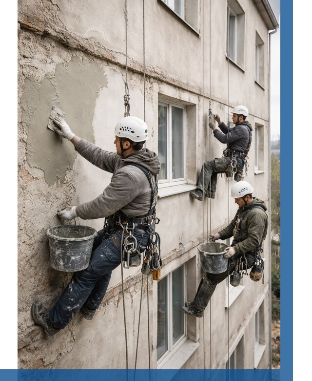 Ремонт штукатурного фасада в Балакове от 763 р. под ключ | ВЫСОТНИК-Блк