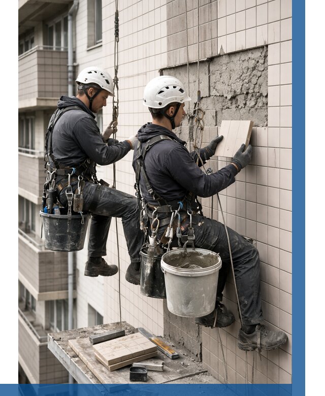 Ремонт облицовки фасада плиткой в Балакове от 1832 р. | ВЫСОТНИК-Блк