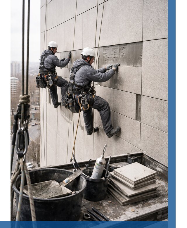 Ремонт фасада из керамогранита в Балакове от 2544 р. | ВЫСОТНИК-Блк