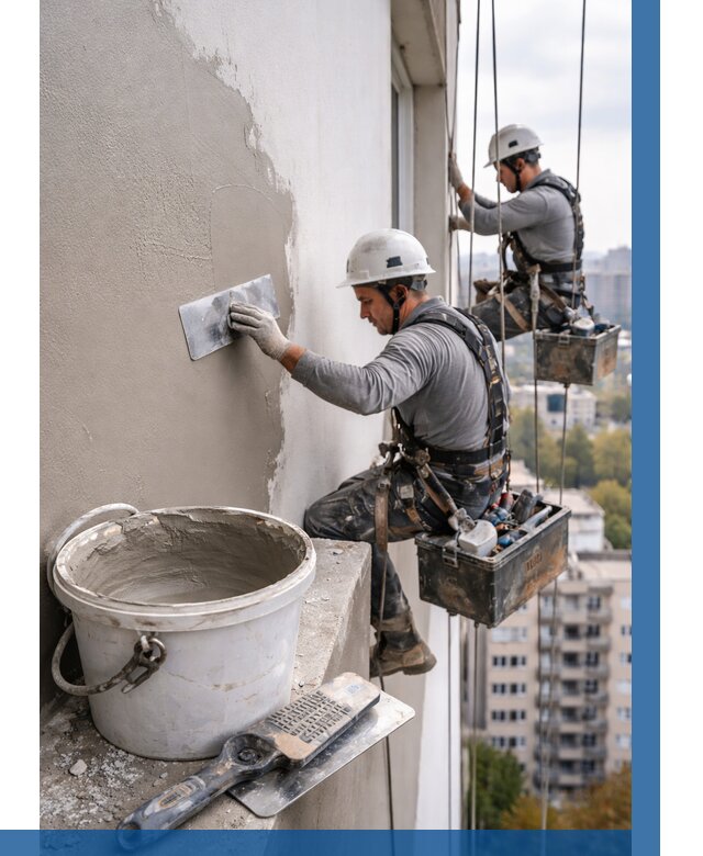 Шпаклевка фасада на высоте в Балакове от 712 р. | ВЫСОТНИК-Блк