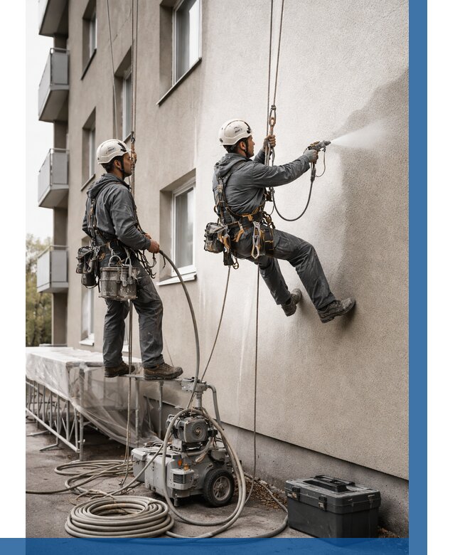 Безвоздушная покраска фасада в Балакове от 224 р/м² | ВЫСОТНИК-Блк