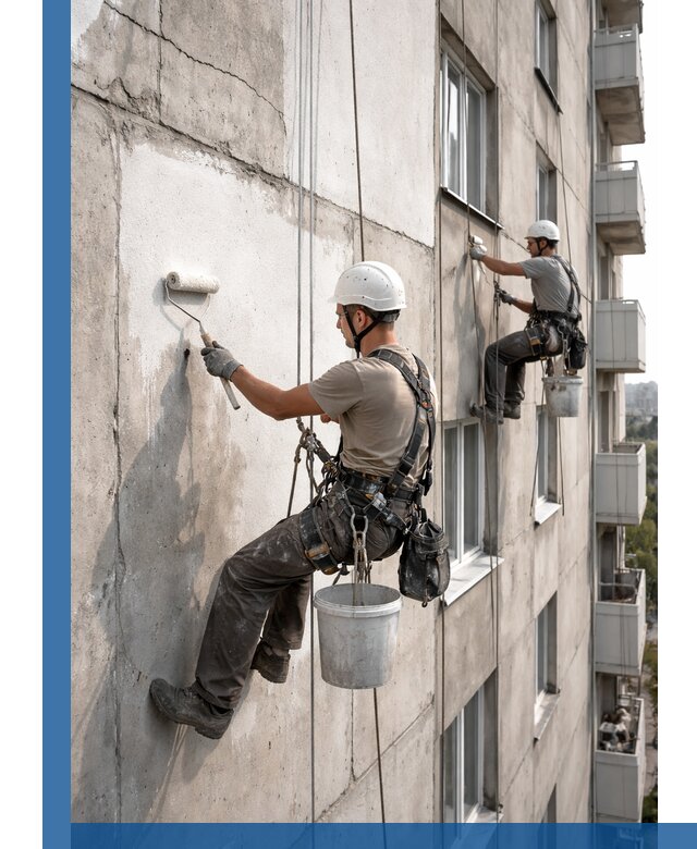 Покраска бетонного фасада в Балакове для жилых и промышленных объектов