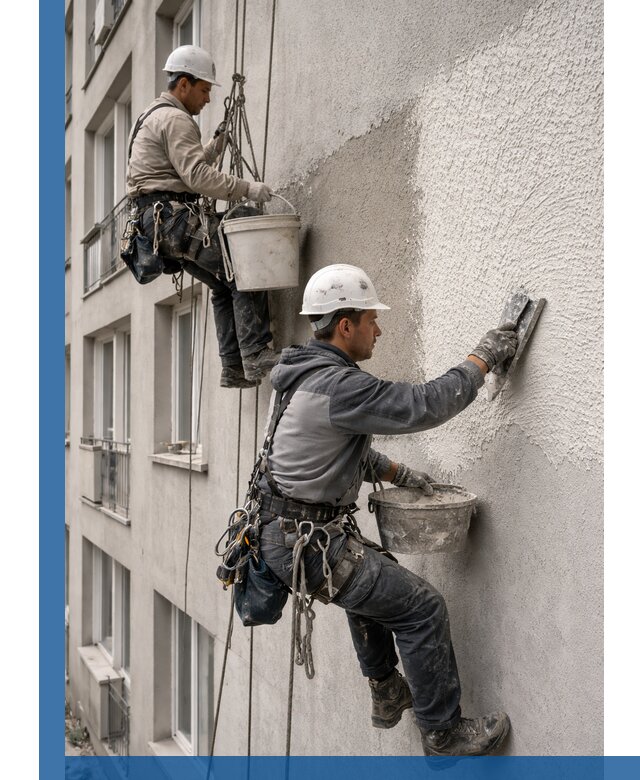 Нанесение декоративной штукатурки короед на фасад в Балакове