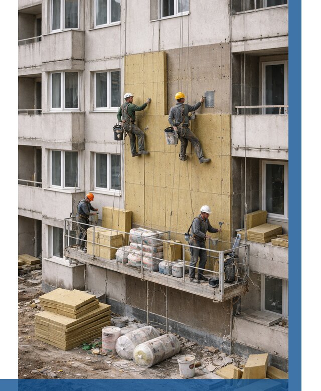 Утепление фасада минватой в Балакове от 1527 р. | ВЫСОТНИК-Блк