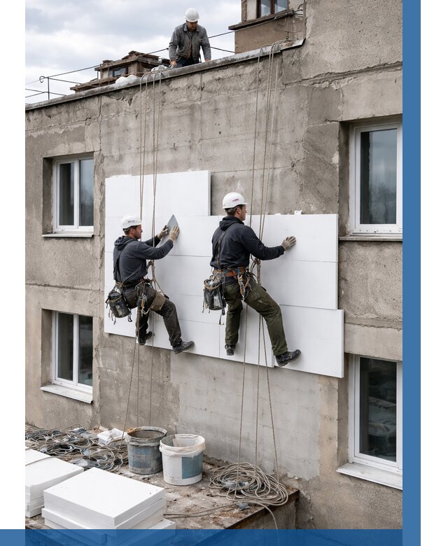 Утепление фасада пенополистиролом в Балакове от 1832 р. | ВЫСОТНИК-Блк