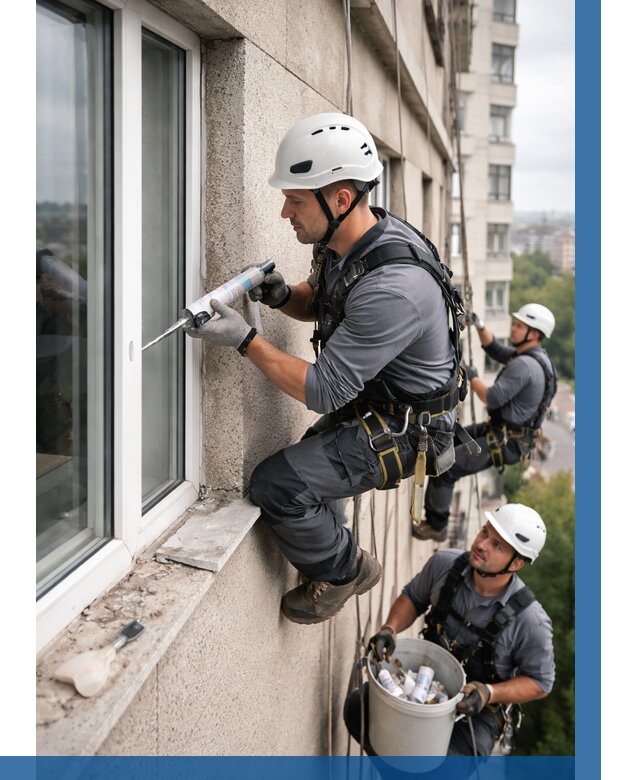 Герметизация оконных швов снаружи в Балакове от 1527 р. | ВЫСОТНИК-Блк