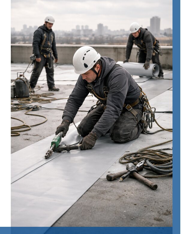 Ремонт мембранной кровли в Балакове от 1832 р./м2 | ВЫСОТНИК-Блк