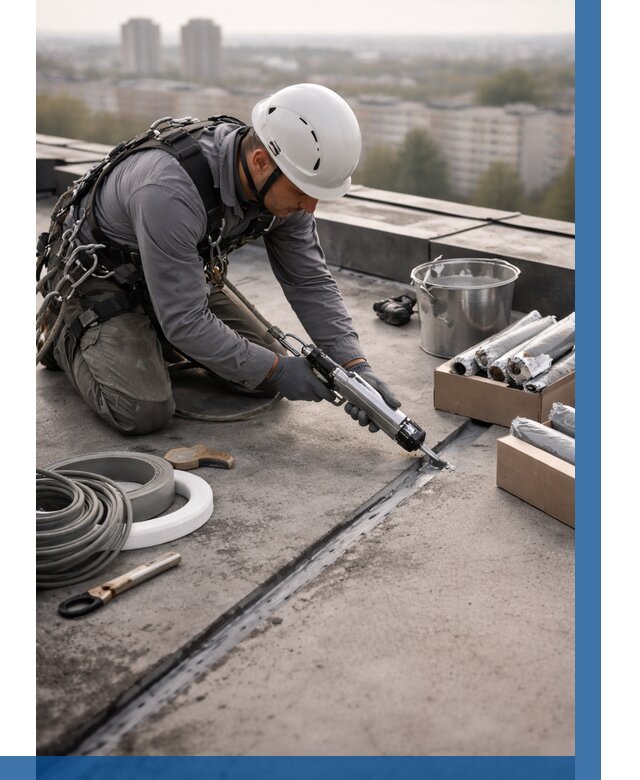 Герметизация швов кровли в Балакове от 458 р./м2 | ВЫСОТНИК-Блк