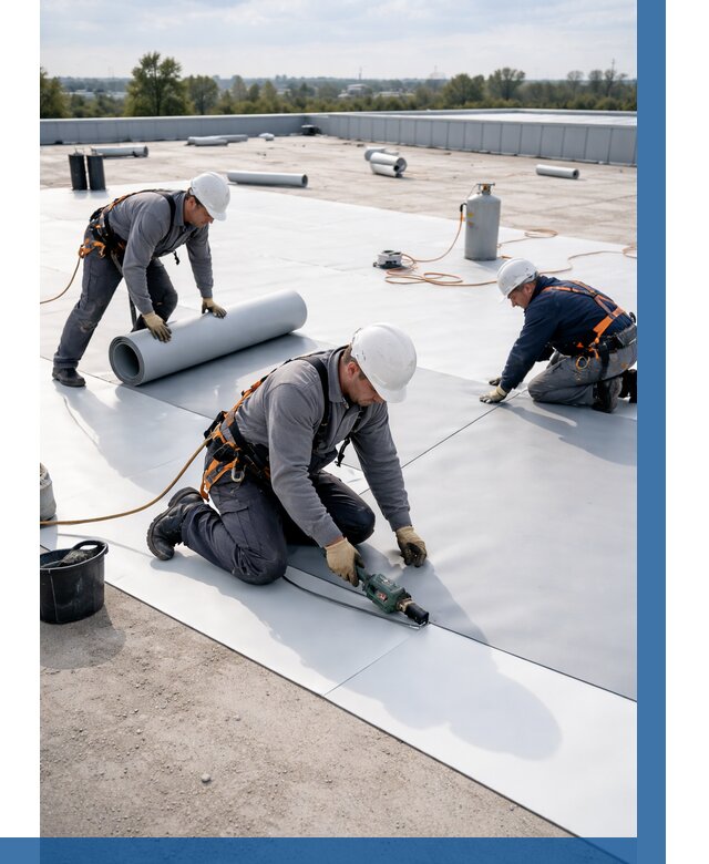 Монтаж мембранной кровли под ключ в Балакове от 1221 р. | ВЫСОТНИК-Блк