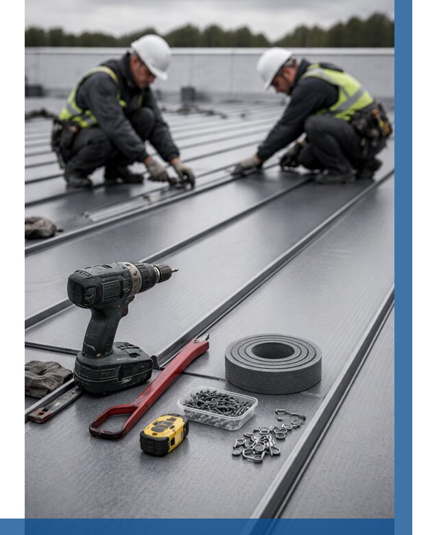 Монтаж фальцевой кровли в Балакове от 1832 р. | ВЫСОТНИК-Блк