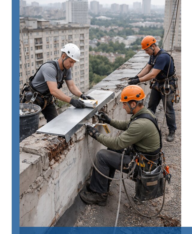 Ремонт парапета на кровле в Балакове, высотные работы с гарантией