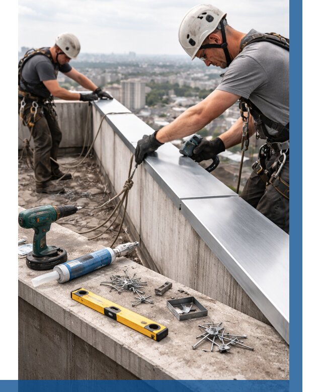 Монтаж парапетных крышек в Балакове от 814 р. | ВЫСОТНИК-Блк