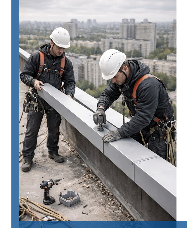 Монтаж парапетных крышек и ограждений кровли в Балакове