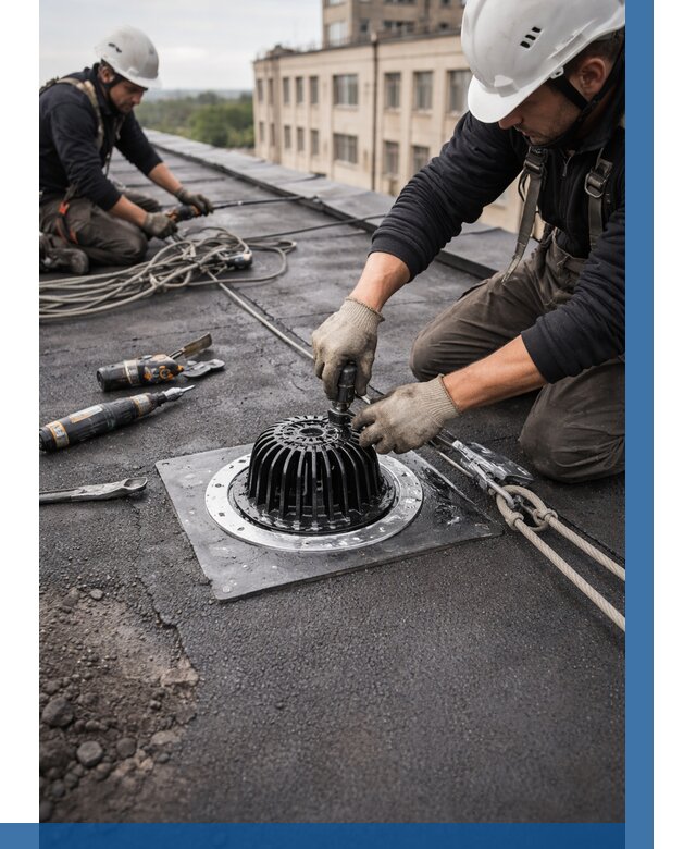 Установка водосточных воронок в Балакове цена от 3562 р. | ВЫСОТНИК-Блк