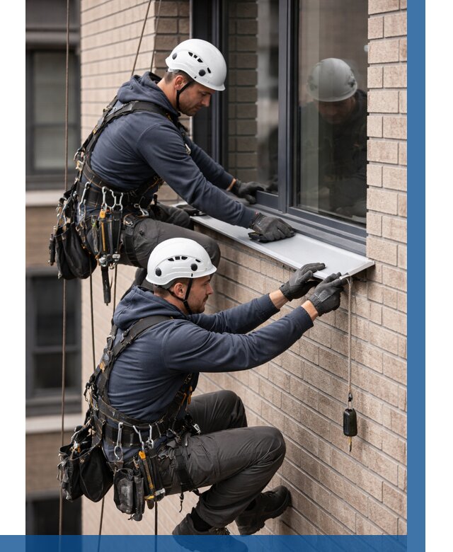 Монтаж оконных отливов под ключ в Балакове от 3562 р. | ВЫСОТНИК-Блк