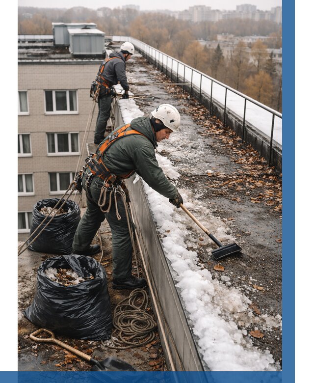 Очистка кровли по периметру в Балакове от 560 р. | ВЫСОТНИК-Блк
