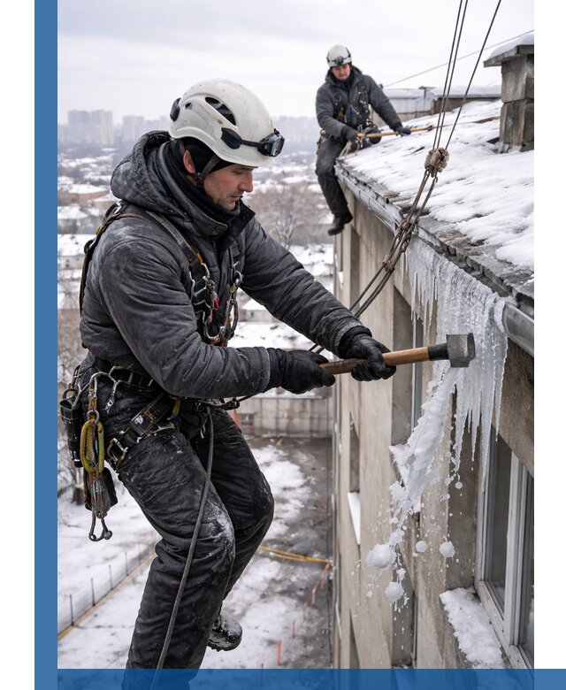 Сбивание и удаление сосулек с крыши в Балакове безопасно