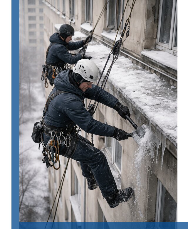 Удаление наледи и сосулек с карнизов в Балакове профессионально