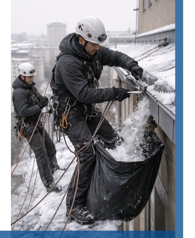 Аварийная очистка крыши в Балакове под ключ от 305 р. | ВЫСОТНИК-Блк