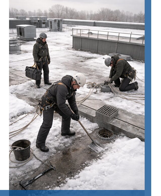 Абонентское обслуживание кровли зимой в Балакове от 8142 р. | ВЫСОТНИК-Блк