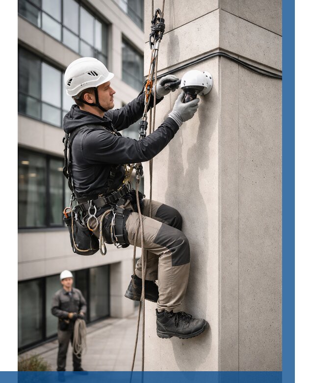 Монтаж камер видеонаблюдения на фасаде в Балакове от 8650 р.-ВЫСОТНИК-Блк