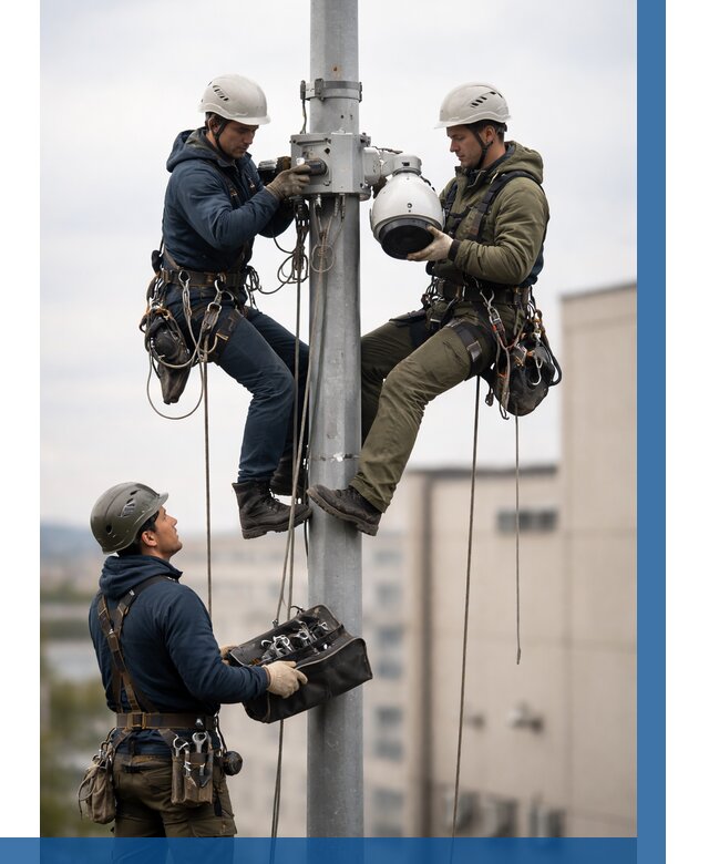 Установка видеокамер на мачте в Балакове от 8650 р. | ВЫСОТНИК-Блк