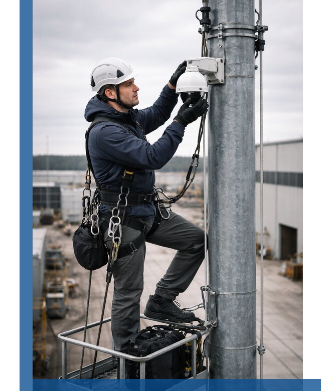 Профессиональная установка видеокамер на мачте в Балакове