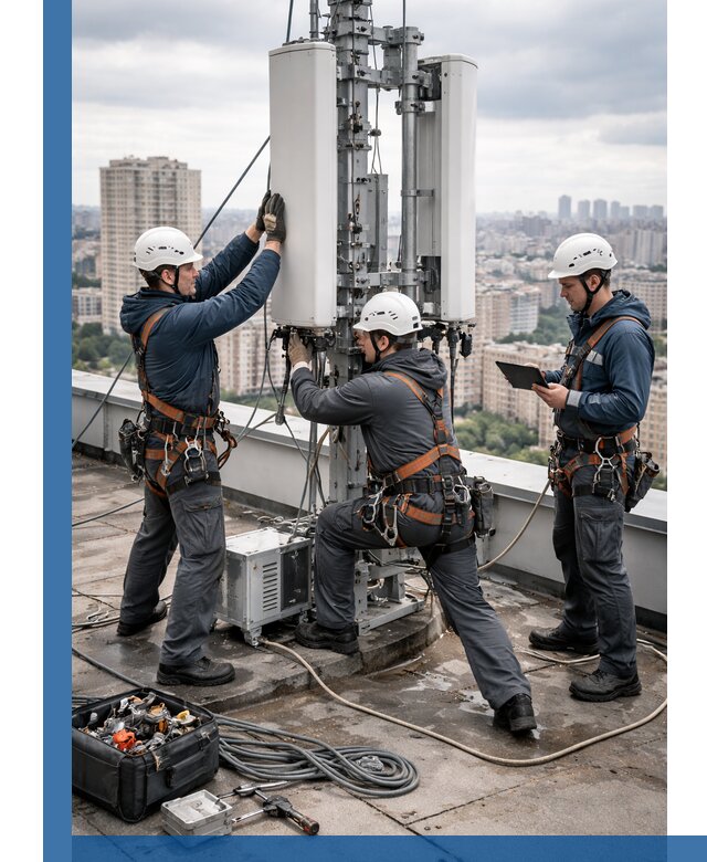 Монтаж антенн связи на крыше в Балакове с вводом в эксплуатацию