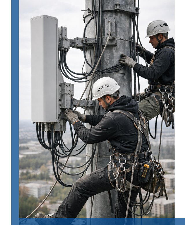 Монтаж оборудования связи на мачте в Балакове с пусконаладкой