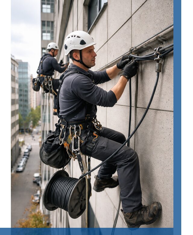 Прокладка кабеля по фасаду в Балакове от 356 р. | ВЫСОТНИК-Блк