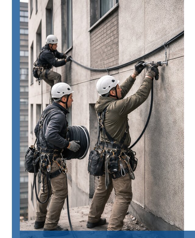 Прокладка кабеля по фасаду в Балакове, профессиональный монтаж