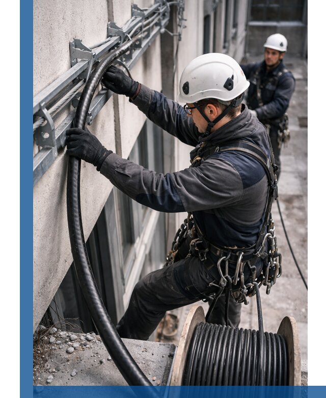 Протяжка кабеля питания на высоте в Балакове с гарантией безопасности и качества