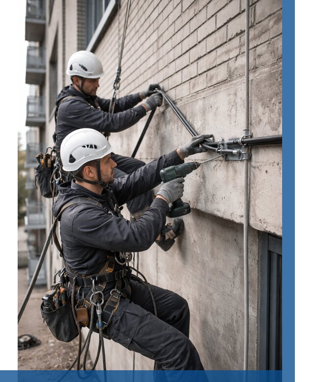 Крепление кабеля на фасаде в Балакове от 356 р. | ВЫСОТНИК-Блк