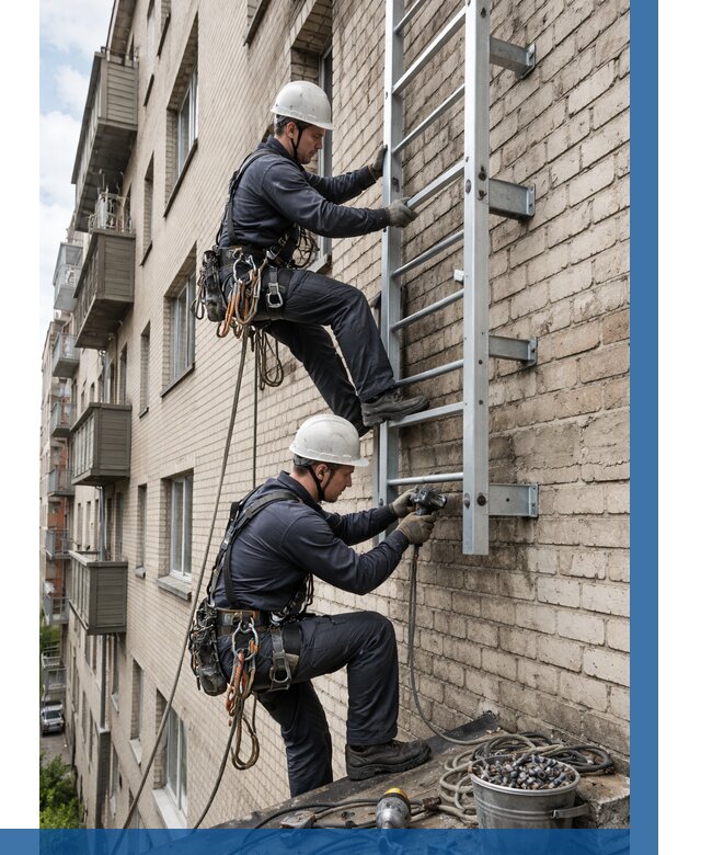 Монтаж пожарной лестницы в Балакове от 25443 р заказать у ВЫСОТНИК-Блк