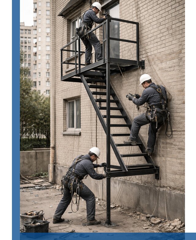 Монтаж пожарной лестницы в Балакове, установка и крепление