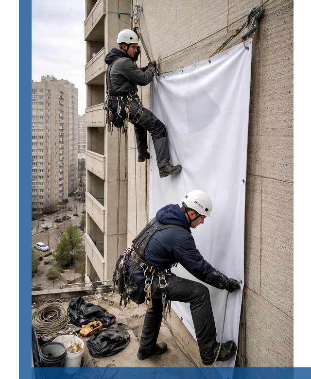 Профессиональный монтаж баннеров на фасаде в Балакове
