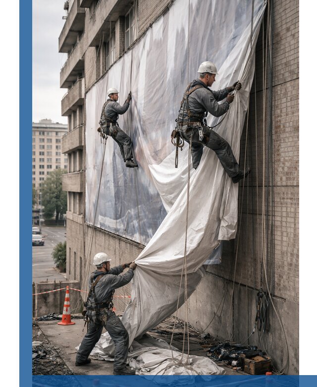 Демонтаж баннеров с фасада в Балакове оперативно и безопасно