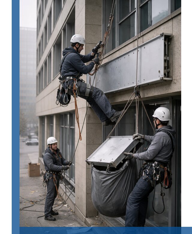 Демонтаж рекламной вывески с высотными работами в Балакове