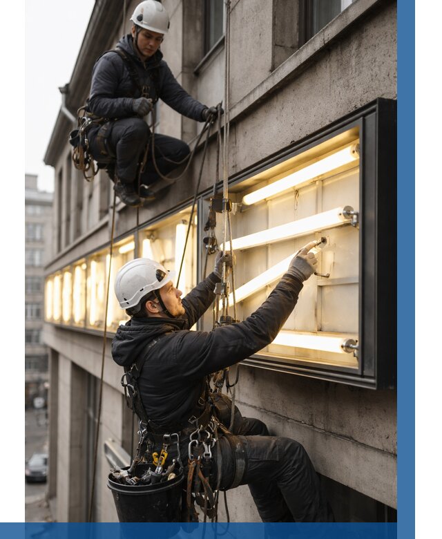 Замена ламп в вывеске в Балакове под ключ от 3562 р. | ВЫСОТНИК-Блк