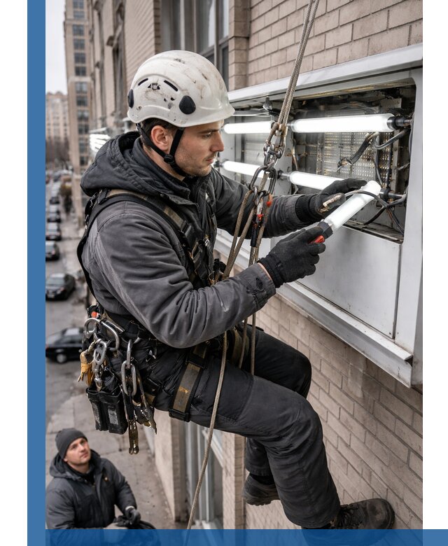 Профессиональная замена ламп в наружной вывеске в Балакове