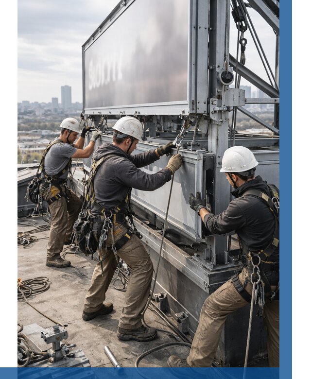 Монтаж крышной рекламной конструкции в Балакове от 61062 р.|ВЫСОТНИК-Блк