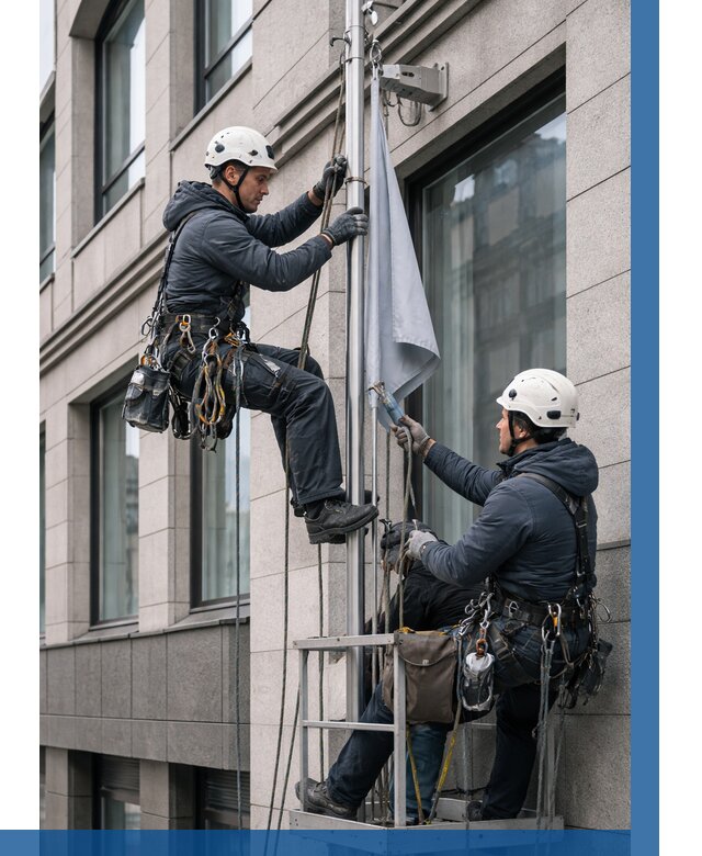 Установка флагов на фасаде в Балакове от 4580 р. | ВЫСОТНИК-Блк