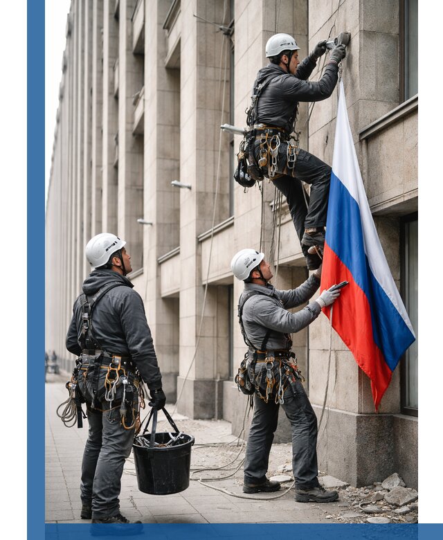 Профессиональная установка флагов на фасаде в Балакове