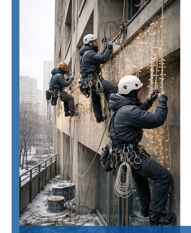 Монтаж новогодней иллюминации и украшение фасадов в Балакове