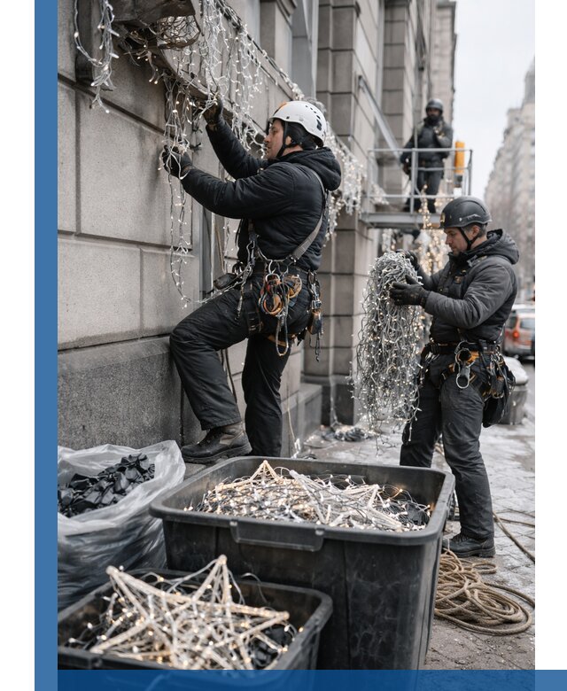 Демонтаж новогоднего оформления и гирлянд в Балакове