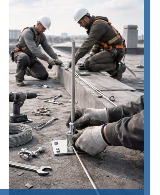 Монтаж молниезащиты на кровле в Балакове цена от 25443 р. | ВЫСОТНИК-Блк