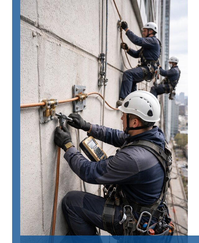 Монтаж системы заземления здания и молниезащиты в Балакове